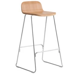 Normann Copenhagen Just Barstool 75 Cm, Mit Rückenlehne, Eiche – Chrom