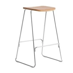 Normann Copenhagen Just Barstool 65 Cm, Ohne Rückenlehne, Eiche – Chrom