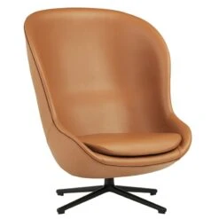 Normann Copenhagen Hyg Loungesessel, Hoch, Dreh- Und Kippbar, Schwarz - Brandyfarbe