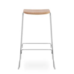 Normann Copenhagen Just Barstool 75 Cm, Ohne Rückenlehne, Eiche – Chrom -Normann Copenhagen 22NCchairs iso HV