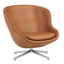 Normann Copenhagen Hyg Loungesessel, Niedrig, Drehbar, Aluminium - Brandyfarbenes L
