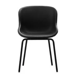 Normann Copenhagen Hyg Stuhl, Schwarzer Stahl - Schwarzes Leder Ultra