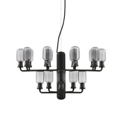 Normann Copenhagen Kronleuchter Amp, Klein, Rauchgrau – Schwarz