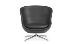 Normann Copenhagen Hyg Loungesessel, Niedrig, Drehbar, Aluminium - Schwarzes Leder -Normann Copenhagen 603806 Hyg Lounge Chair Low Swivel Alu Ultra 41599 02 1