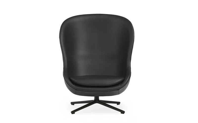 Normann Copenhagen Hyg Loungesessel, Hoch, Drehbar, Schwarz - Schwarzes Leder Ultra – Bild 2