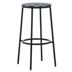 Normann Copenhagen Circa Barhocker, 75 cm, Schwarzer Stahl - Schwarzes Aluminium