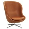 Normann Copenhagen Hyg Loungesessel, Hoch, Drehbar, Aluminium - Brandyfarbenes Lede