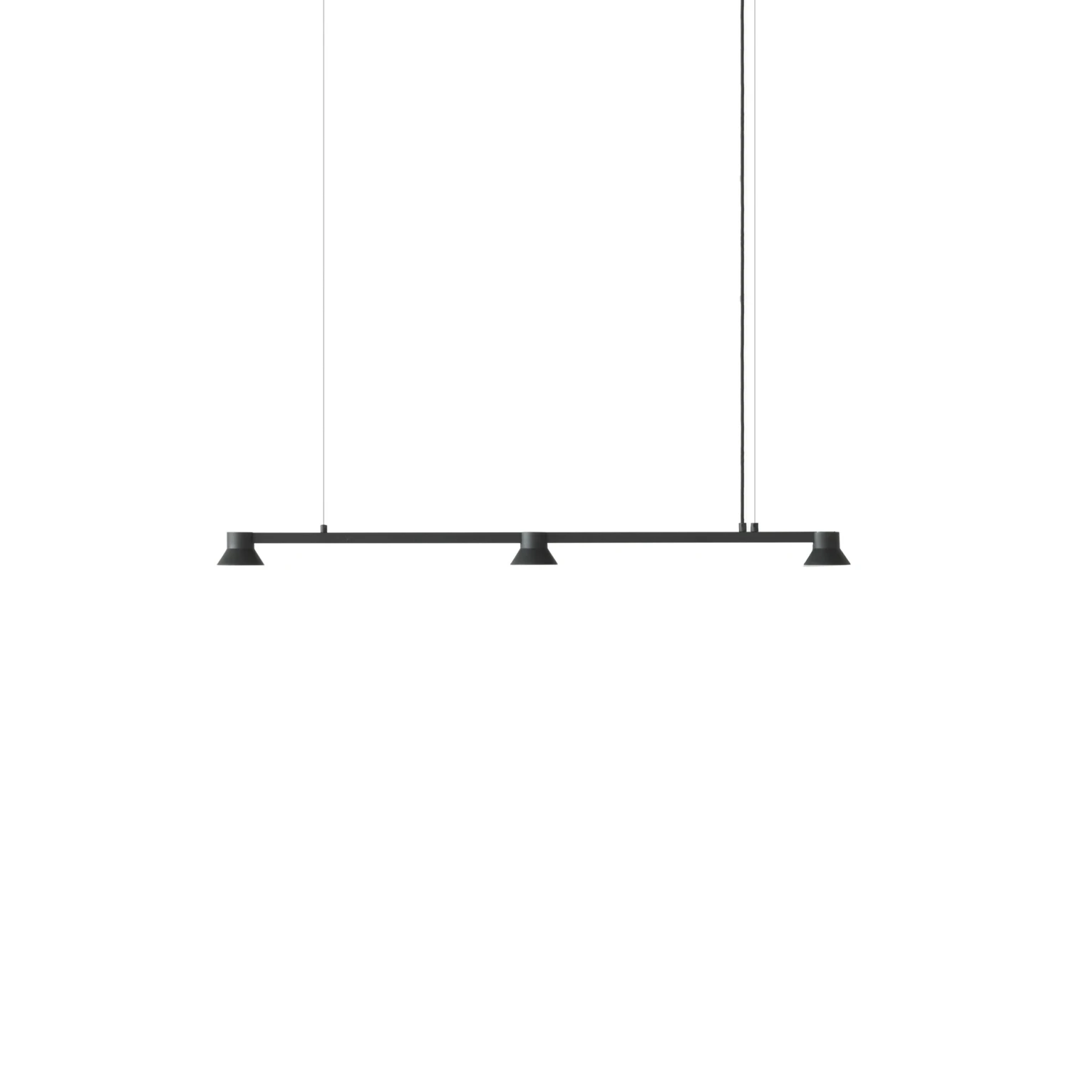 Pendelleuchte Hat Linear Small Metall Schwarz / L 115 Cm - Normann Copenhagen 3 Pendelleuchte Hat Linear Small Metall Schwarz / L 115 Cm - Normann Copenhagen